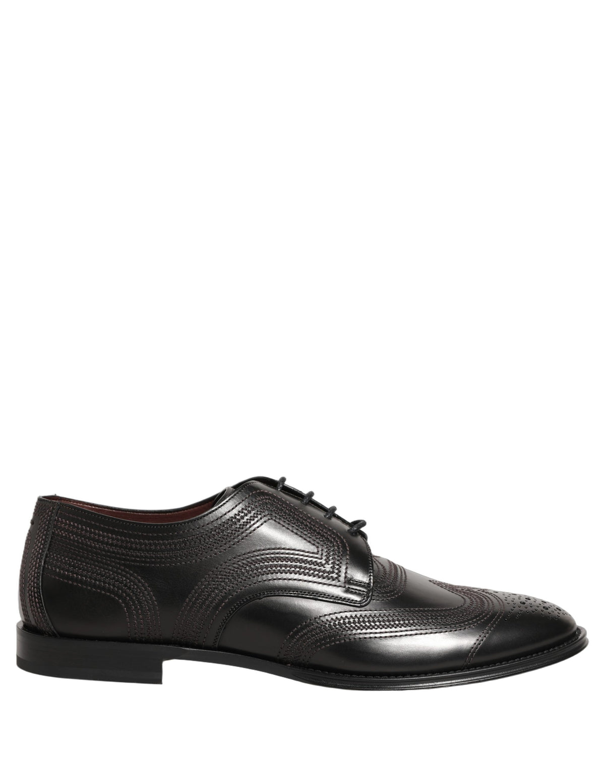 Dolce & Gabbana Schwarze bestickte Derby-Anzugschuhe aus Leder