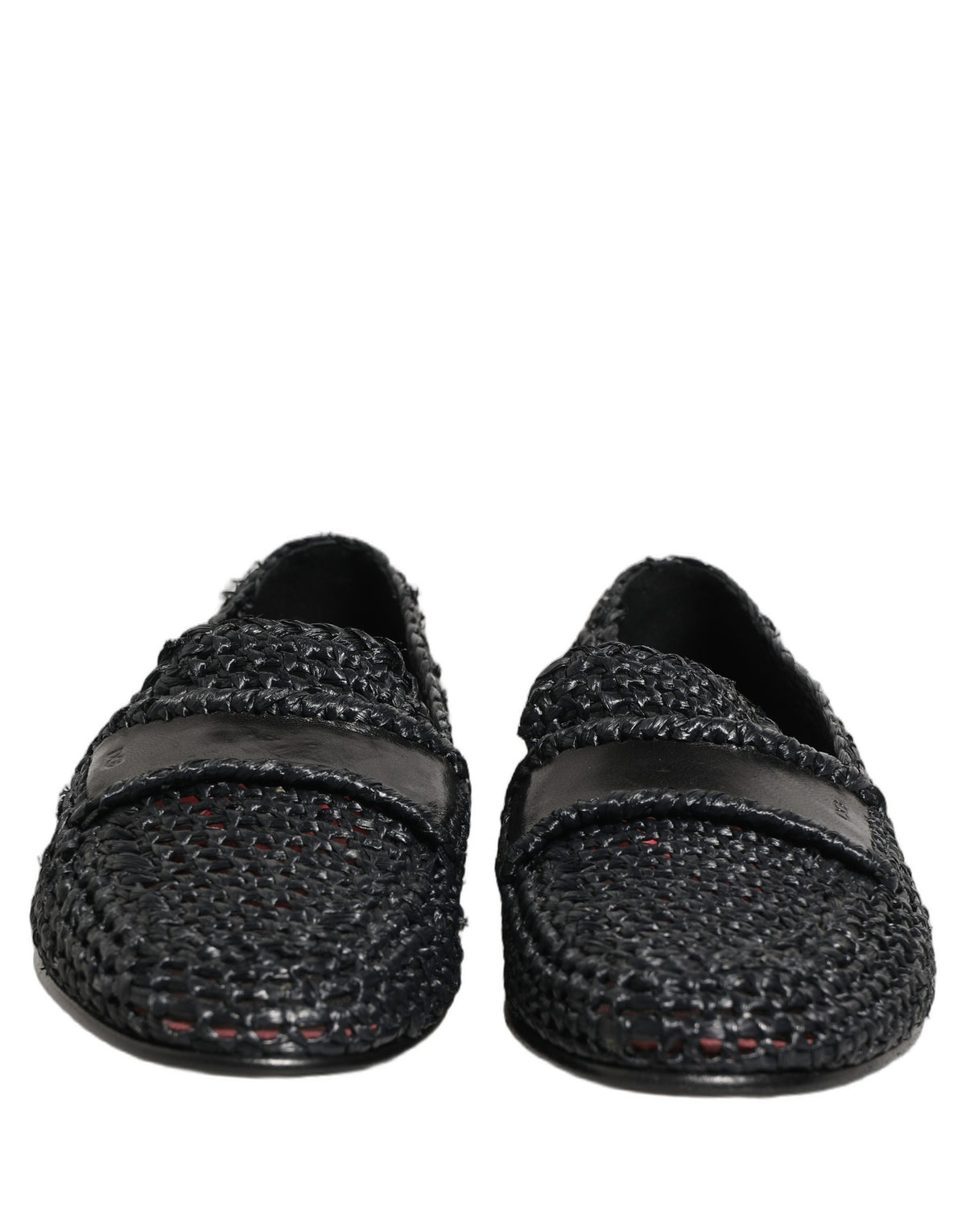 Dolce & Gabbana Schwarze geflochtene Raffia Slipper