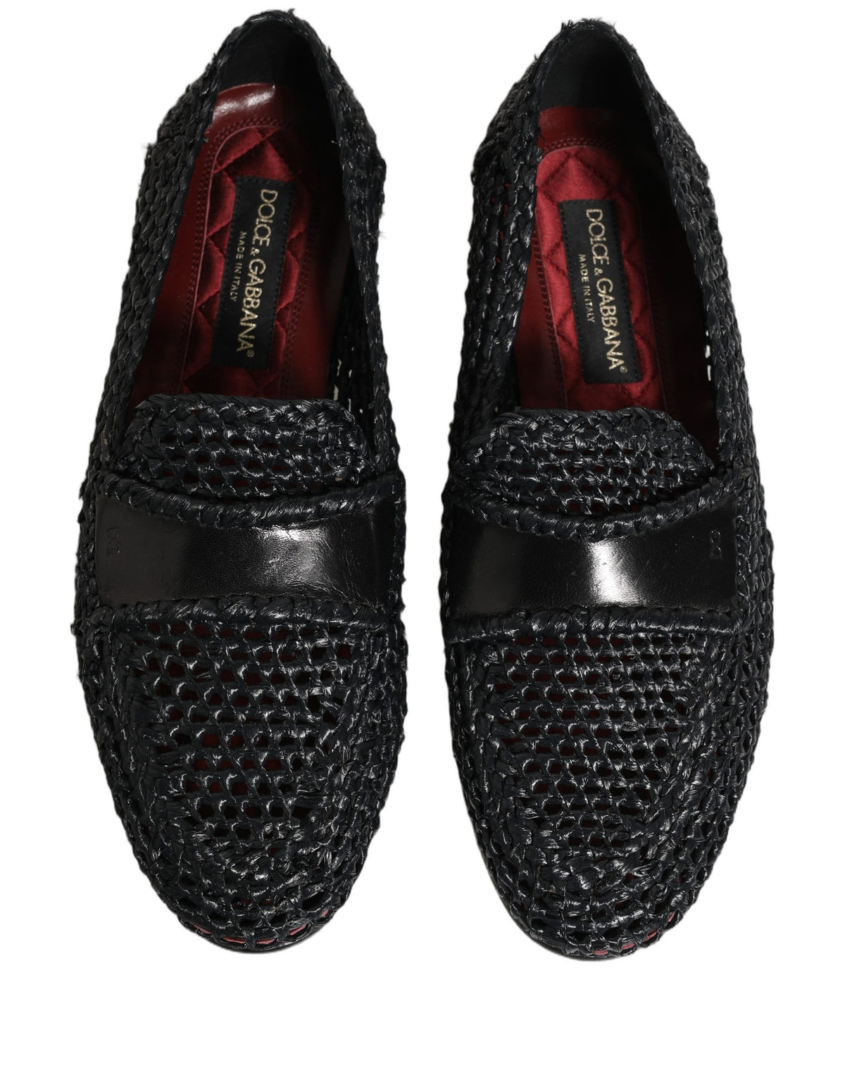 Dolce & Gabbana Schwarze geflochtene Raffia Slipper