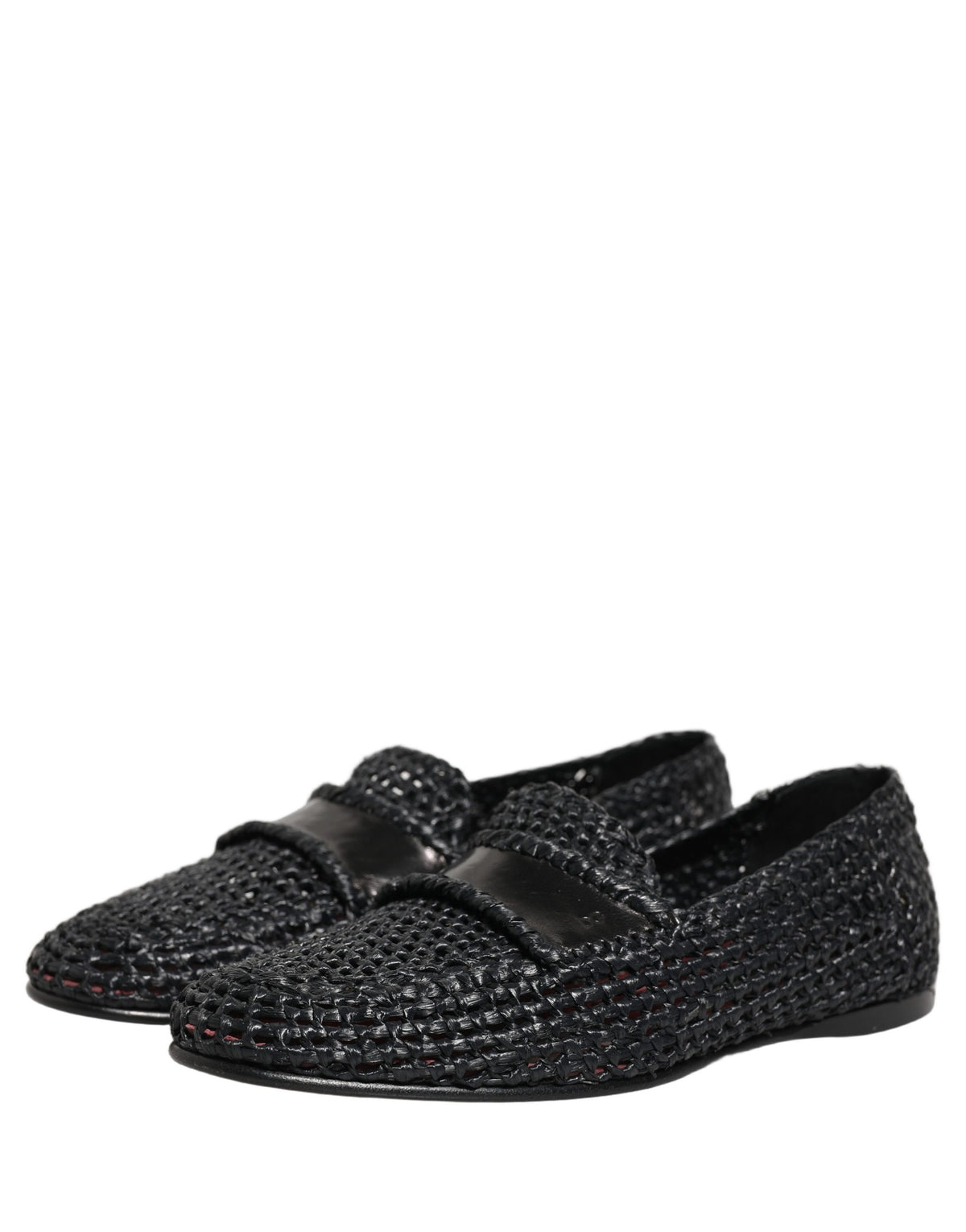 Dolce & Gabbana Schwarze geflochtene Raffia Slipper
