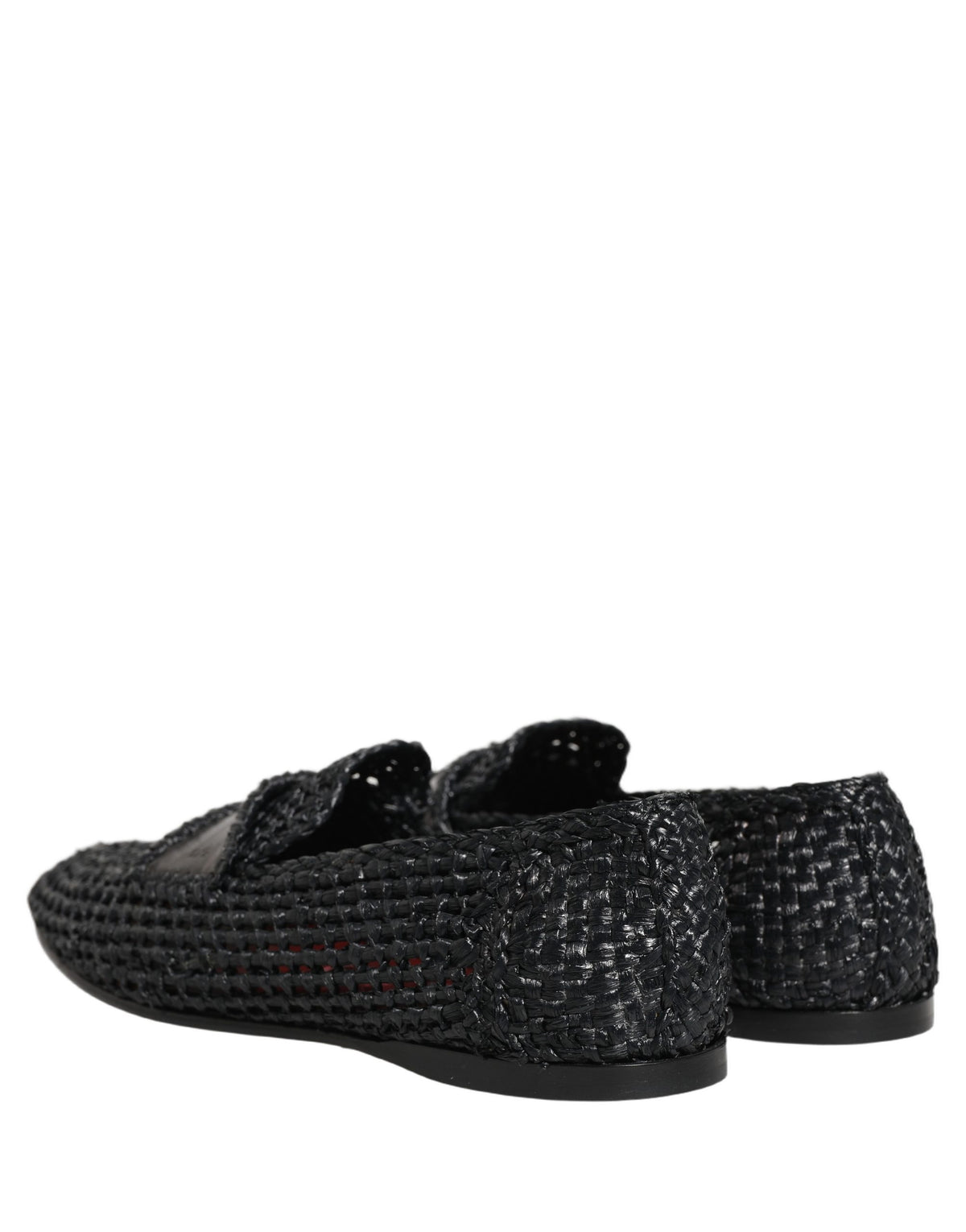 Dolce & Gabbana Schwarze geflochtene Raffia Slipper