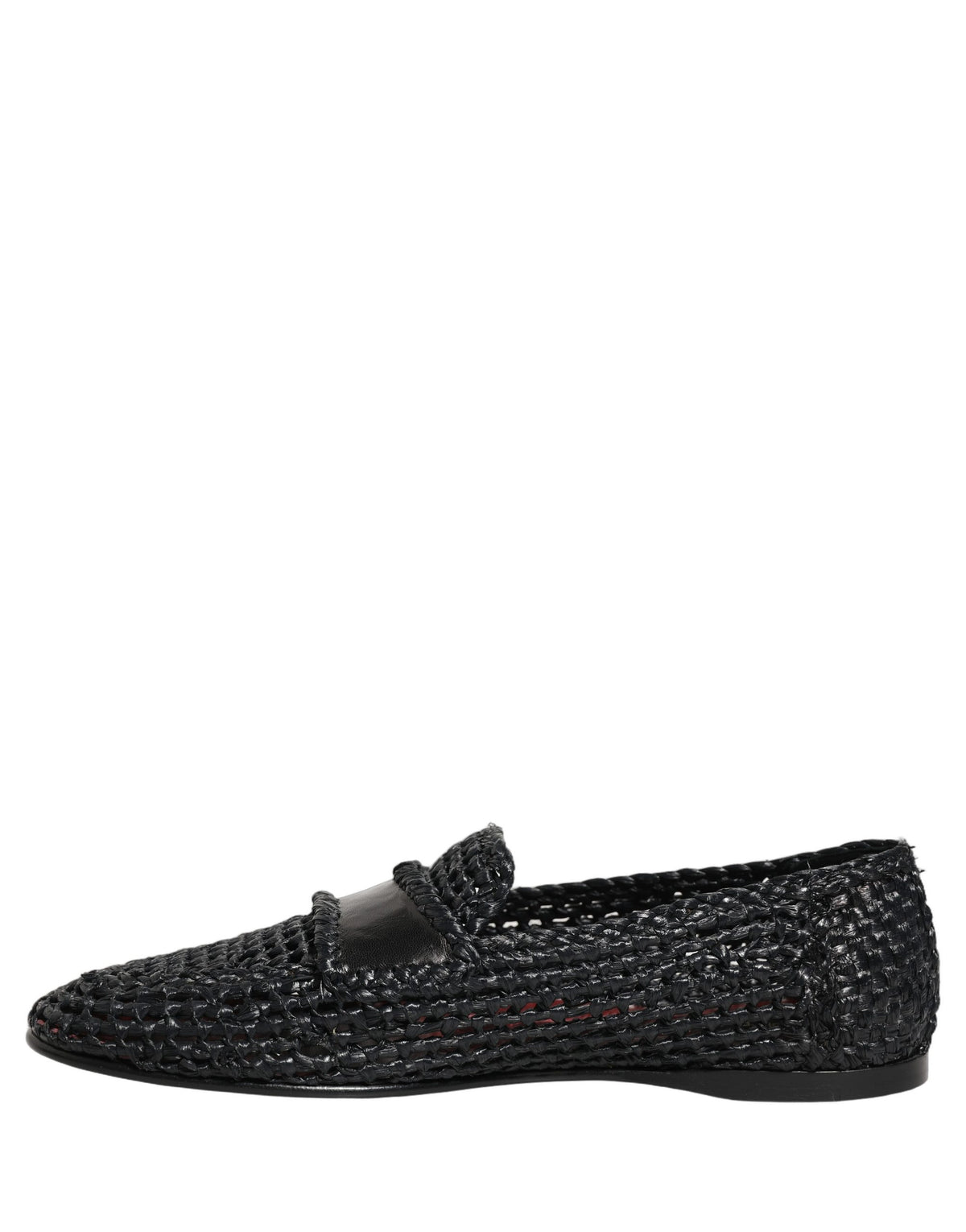 Dolce & Gabbana Schwarze geflochtene Raffia Slipper
