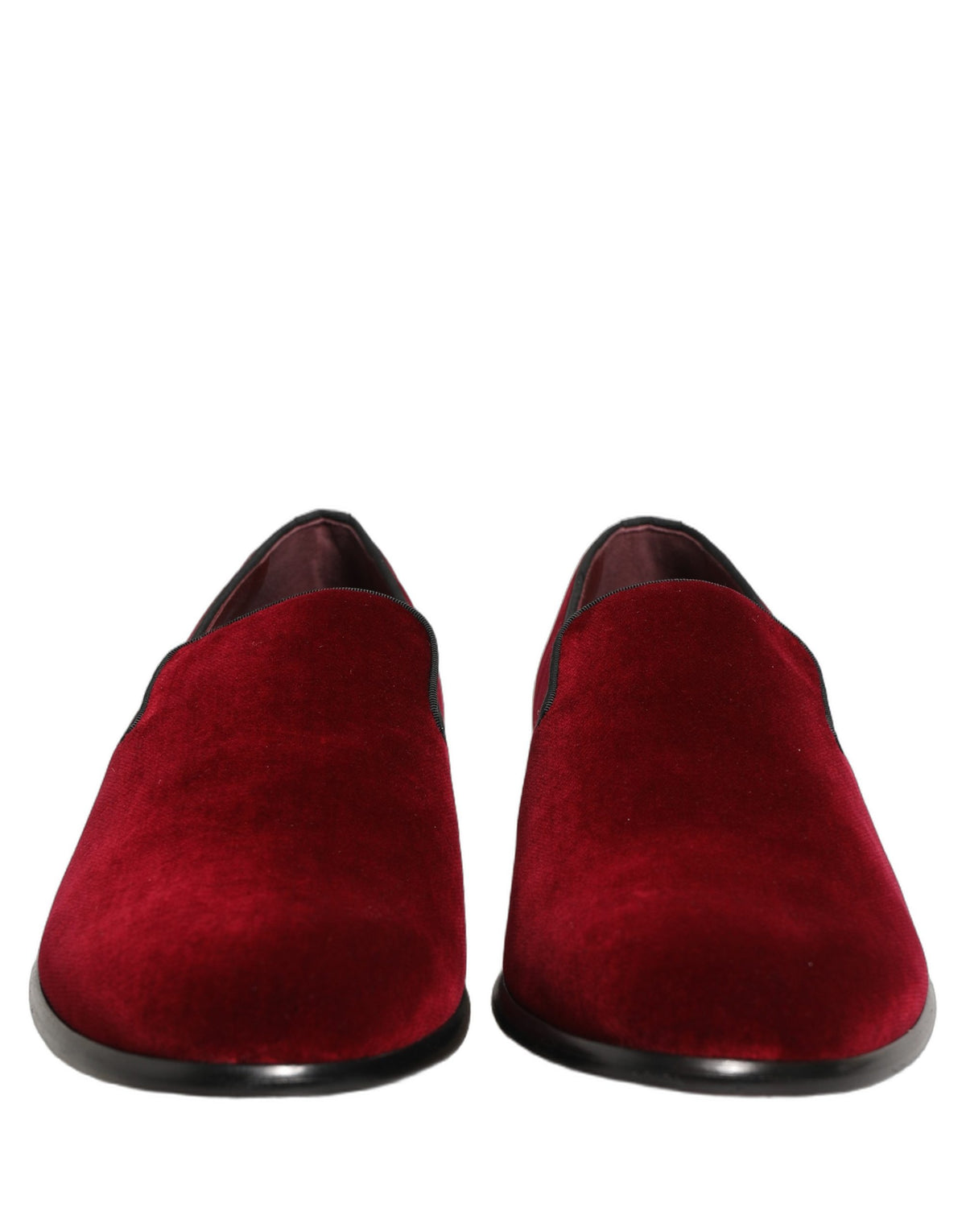 Dolce & Gabbana Bordeauxfarbene Samt Slipper Herren Business Loafers Schuhe