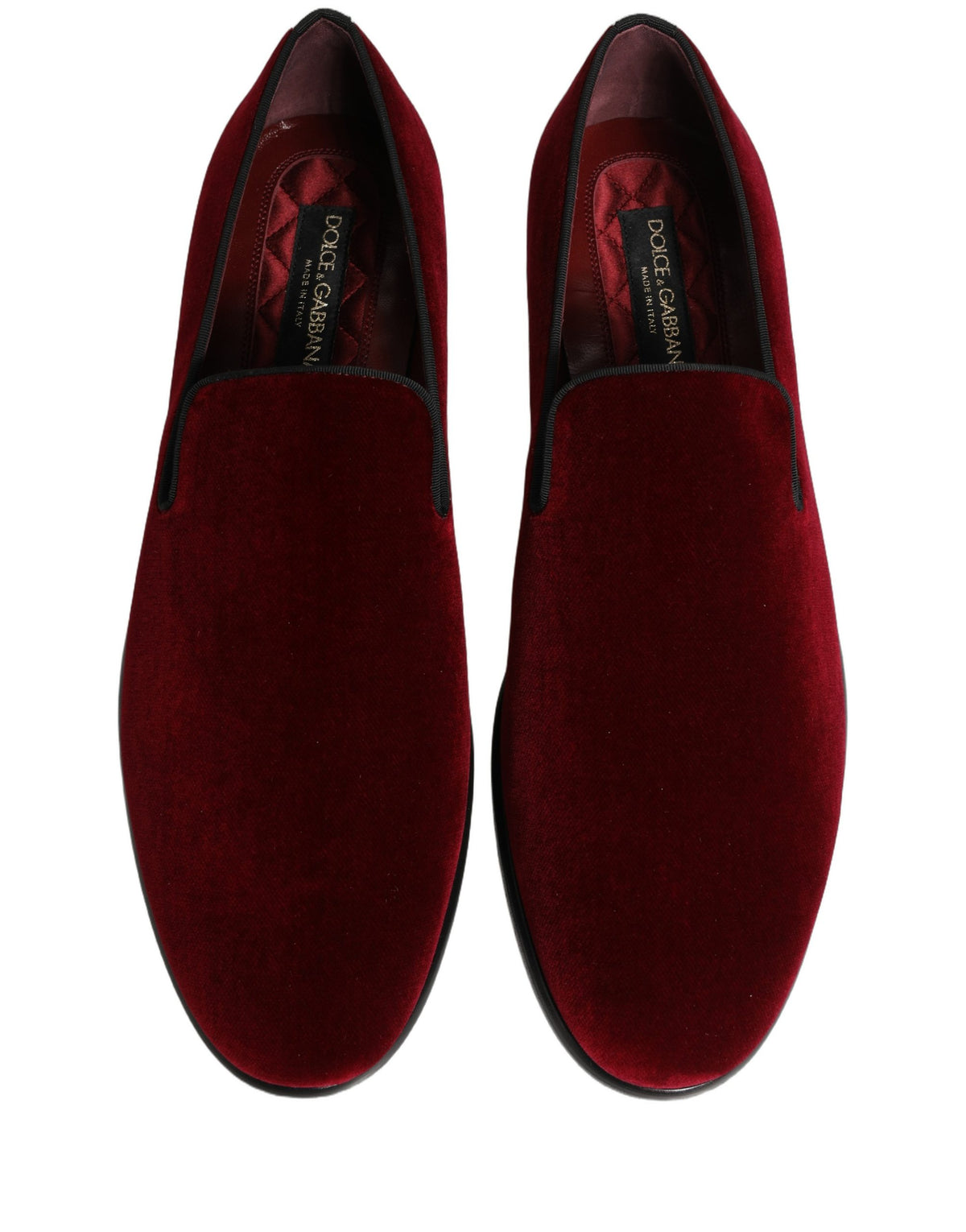 Dolce & Gabbana Bordeauxfarbene Samt Slipper Herren Business Loafers Schuhe