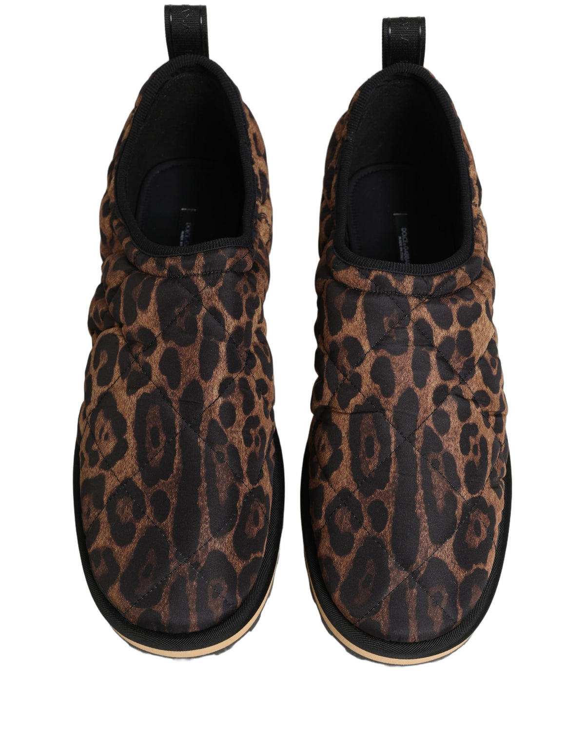 Dolce & Gabbana Braune Leopard-Print Gesteppte Herren-Sneaker Schuhe