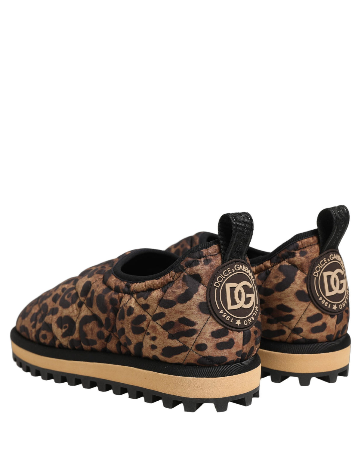 Dolce & Gabbana Braune Leopard-Print Gesteppte Herren-Sneaker Schuhe