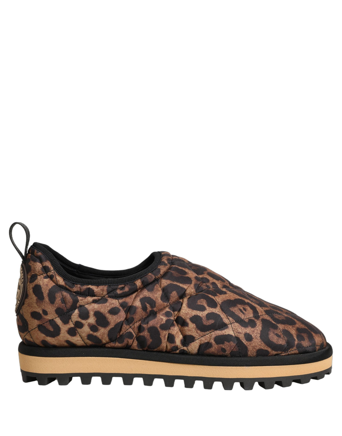 Dolce & Gabbana Braune Leopard-Print Gesteppte Herren-Sneaker Schuhe