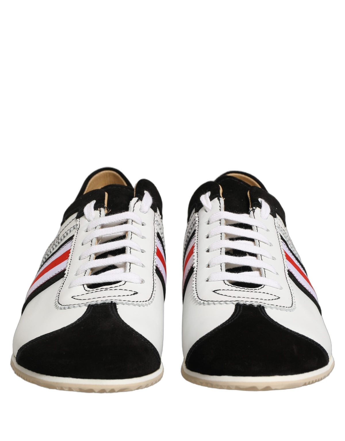Dolce & Gabbana Schwarz Weiß Leder Wildleder Low Top Sneaker Schuhe