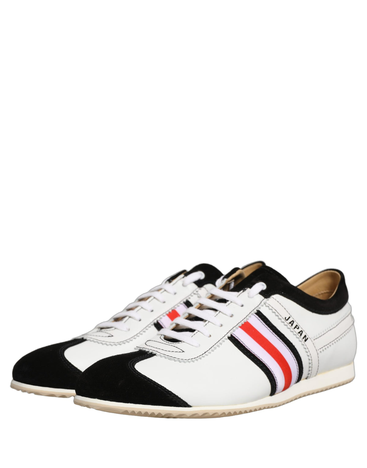 Dolce & Gabbana Schwarz Weiß Leder Wildleder Low Top Sneaker Schuhe