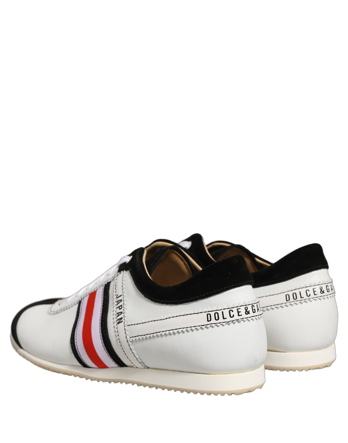Dolce & Gabbana Schwarz Weiß Leder Wildleder Low Top Sneaker Schuhe