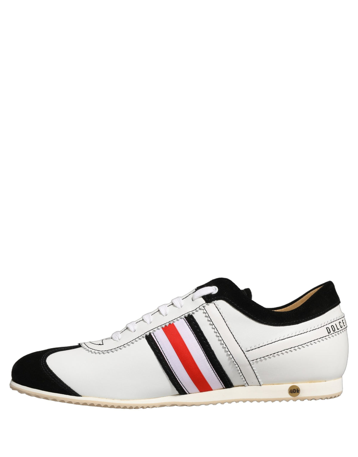Dolce & Gabbana Schwarz Weiß Leder Wildleder Low Top Sneaker Schuhe