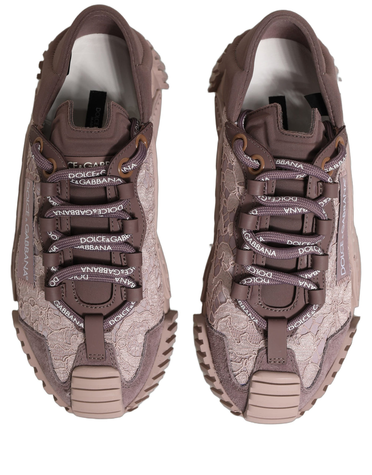 Dolce & Gabbana Pink Lace NS1 Low Top Sneaker Sportschuhe