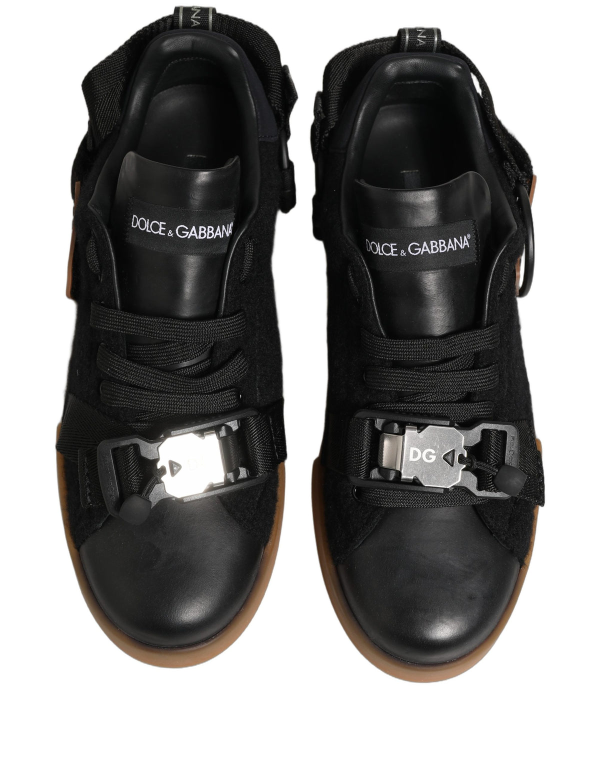 Dolce & Gabbana Schwarze Leder Low Trainers Herren Sneakers Schuhe