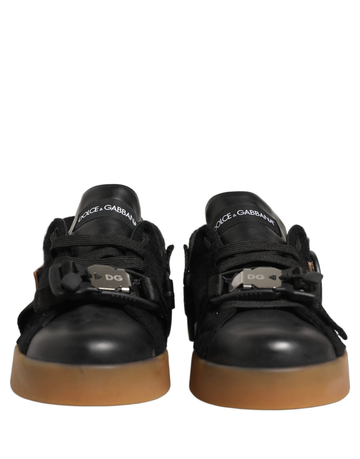 Dolce & Gabbana Schwarze Leder Low Trainers Herren Sneakers Schuhe