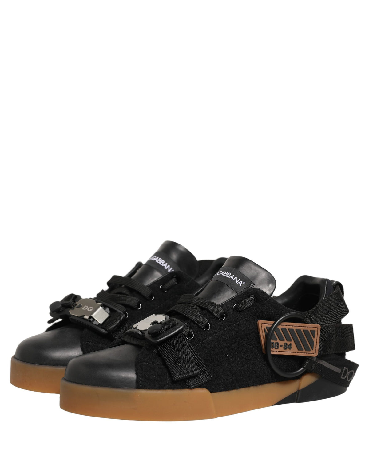 Dolce & Gabbana Schwarze Leder Low Trainers Herren Sneakers Schuhe
