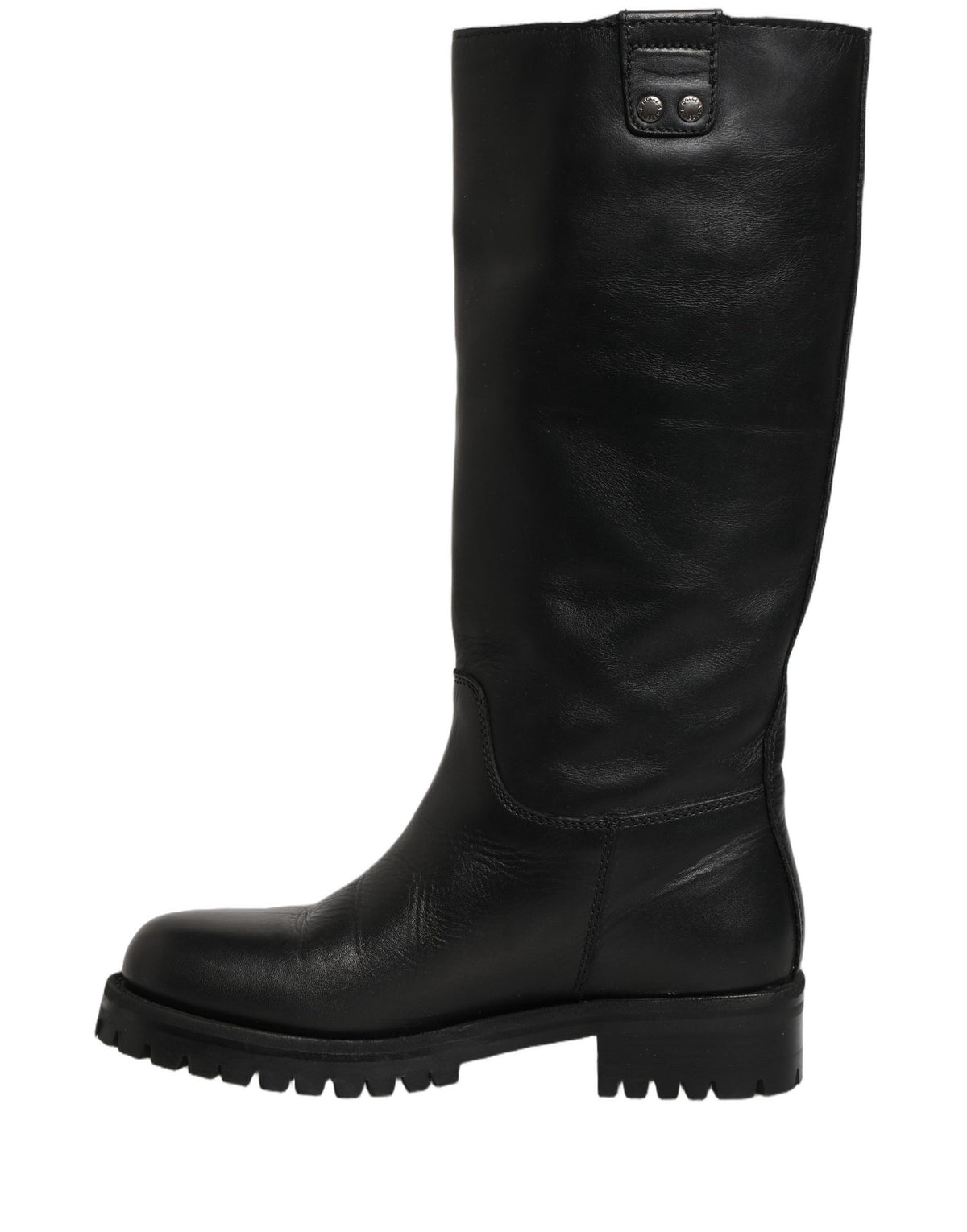 Dolce & Gabbana Schwarze Lederstiefel mit Schnallendetail, wadenhoch