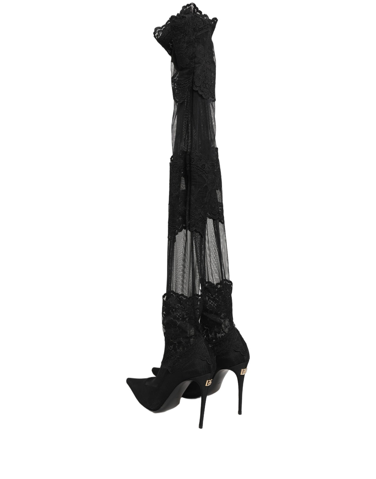 Dolce & Gabbana Schwarze Overknee-Sockenpumps Stiefel Schuhe
