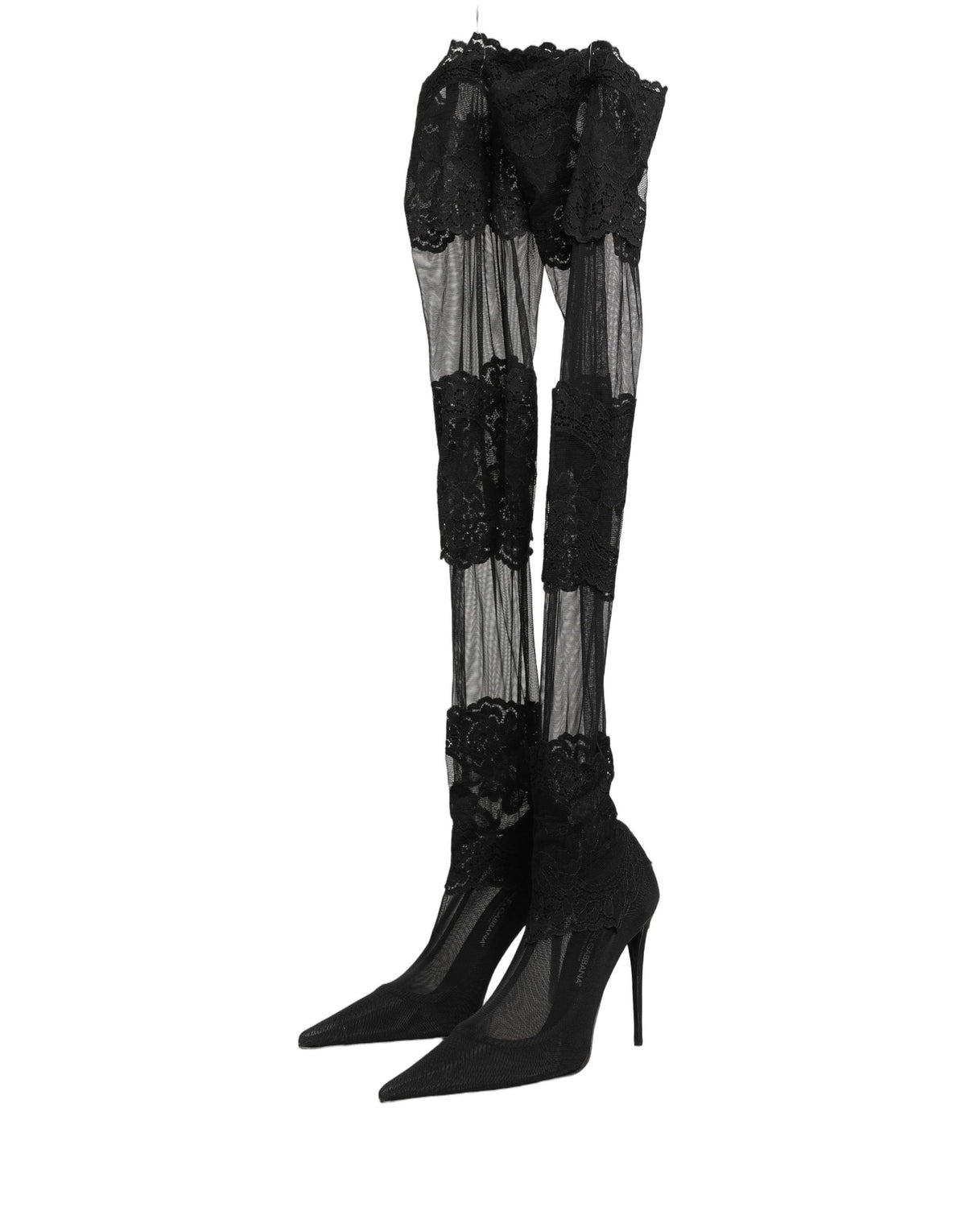 Dolce & Gabbana Schwarze Overknee-Sockenpumps Stiefel Schuhe