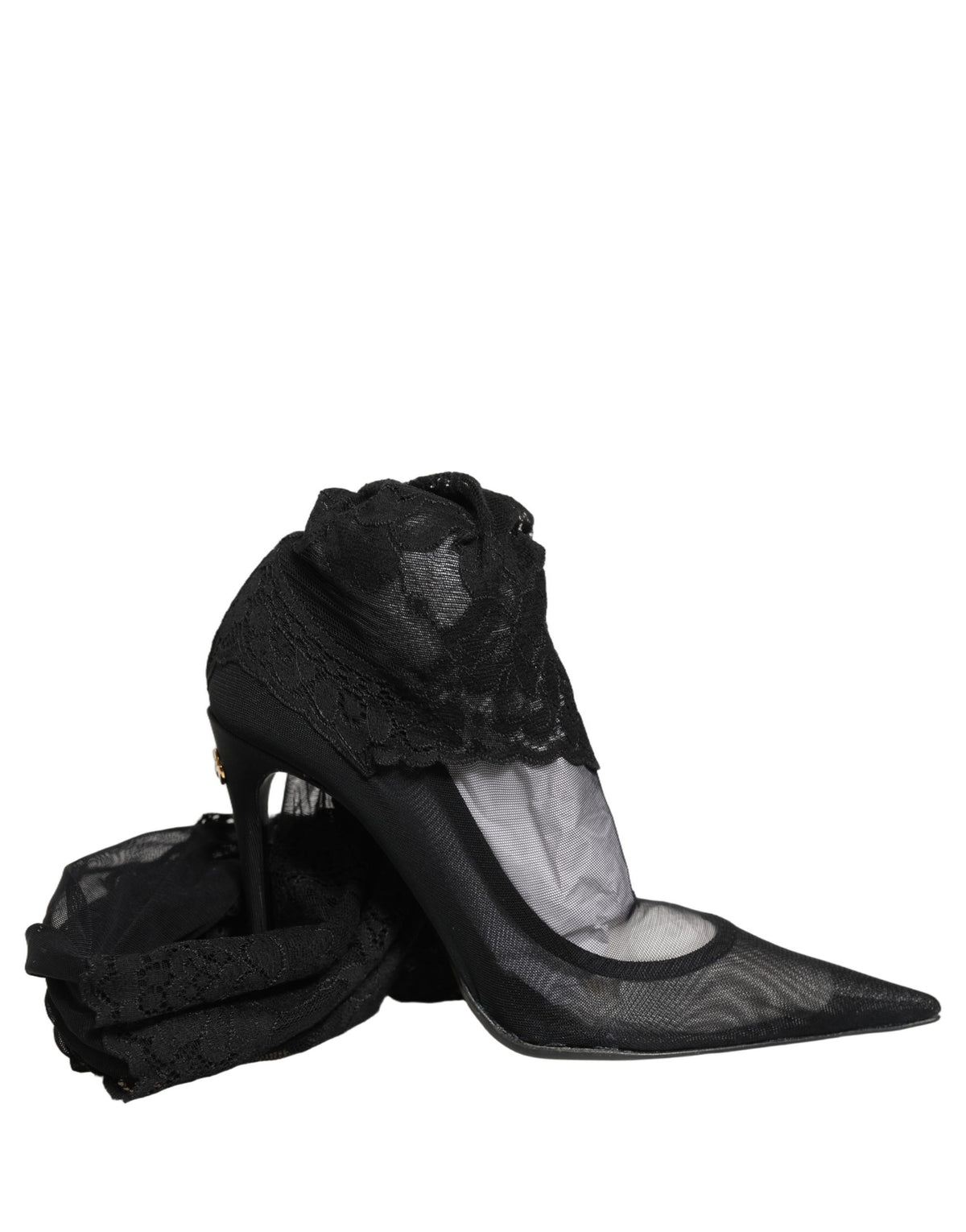 Dolce & Gabbana Schwarze Overknee-Sockenpumps Stiefel Schuhe