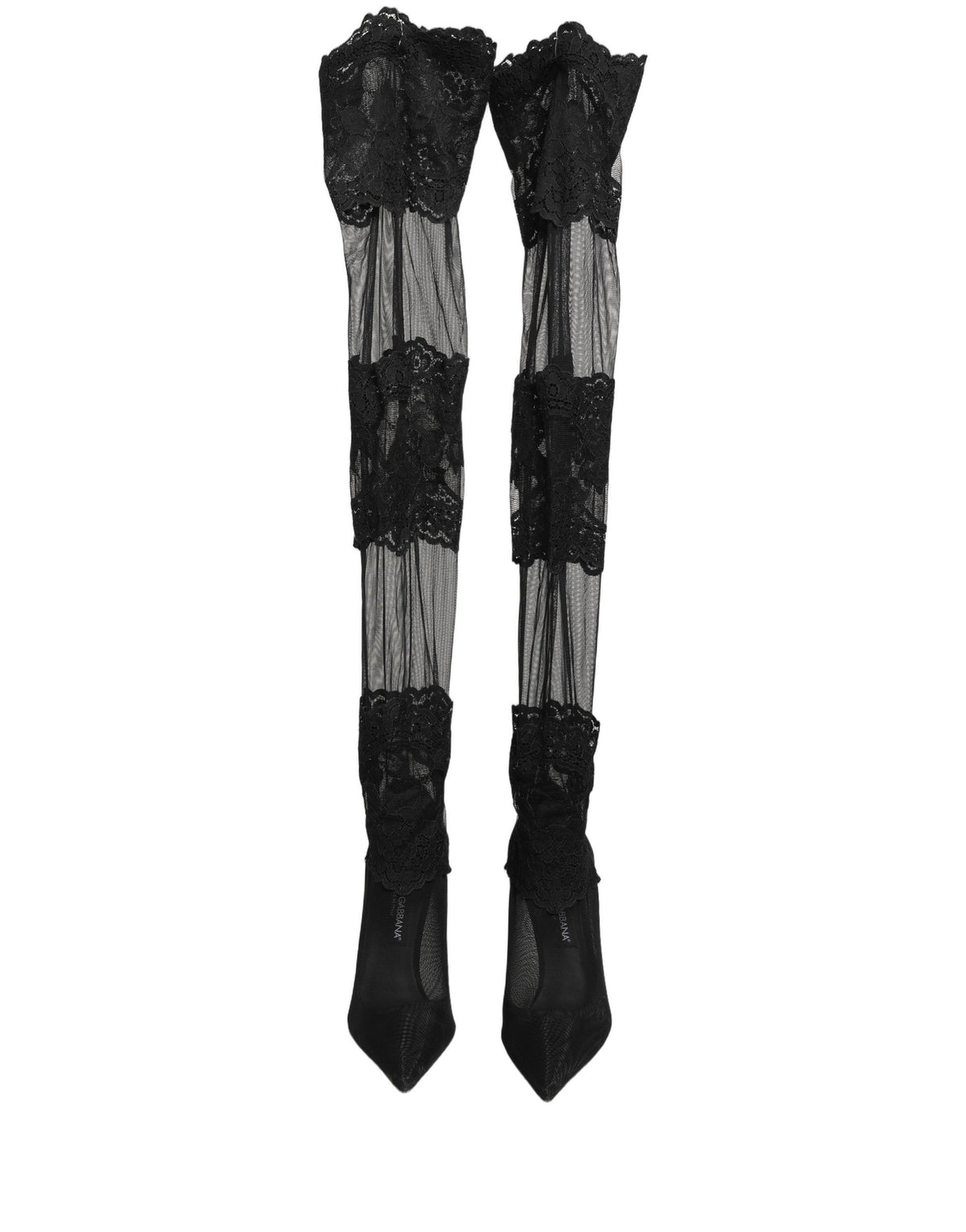 Dolce & Gabbana Schwarze Overknee-Sockenpumps Stiefel Schuhe