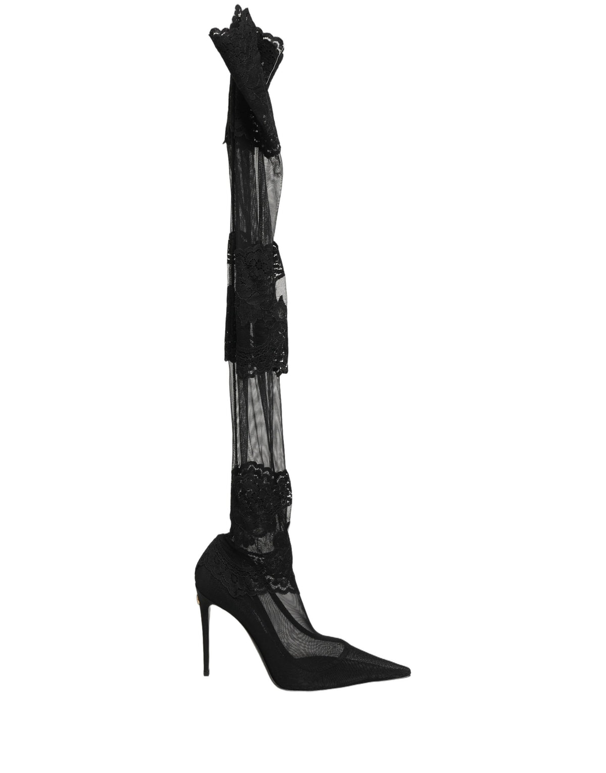 Dolce & Gabbana Schwarze Overknee-Sockenpumps Stiefel Schuhe