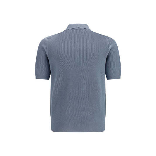 Brunello Cucinelli Blue Cotton Polo Shirt