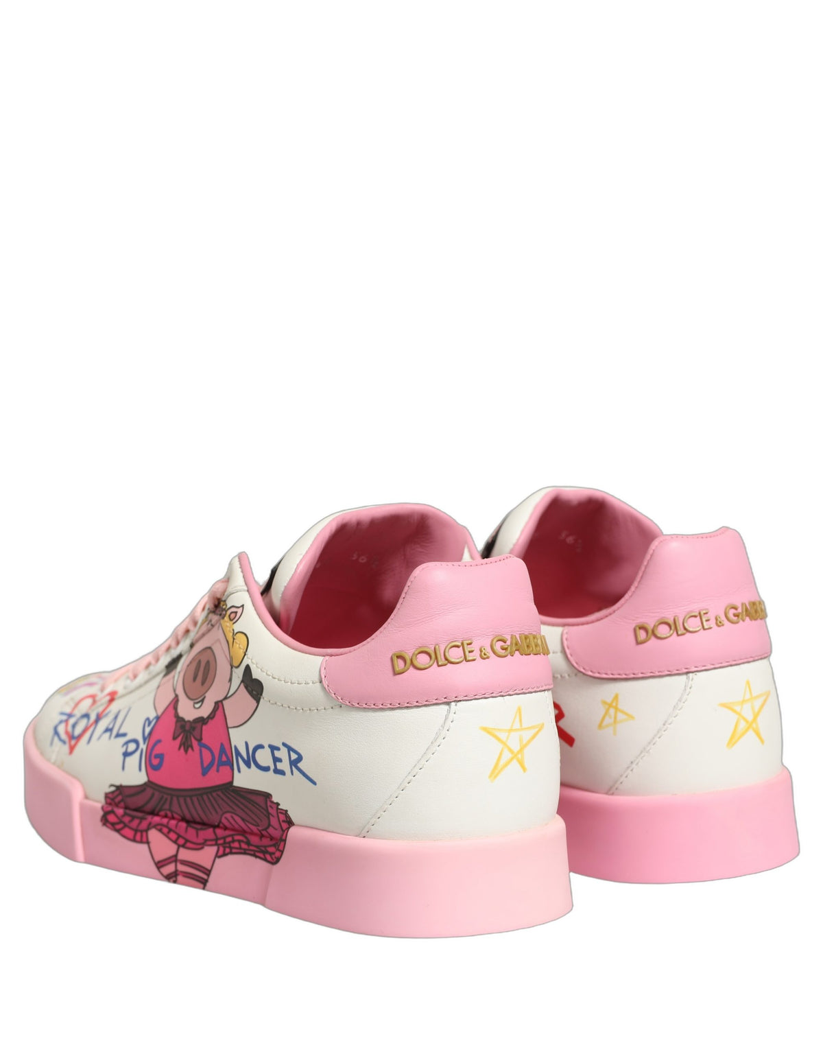 Dolce & Gabbana Weiße Pinke Portofino Royal Pig Sneakers Schuhe