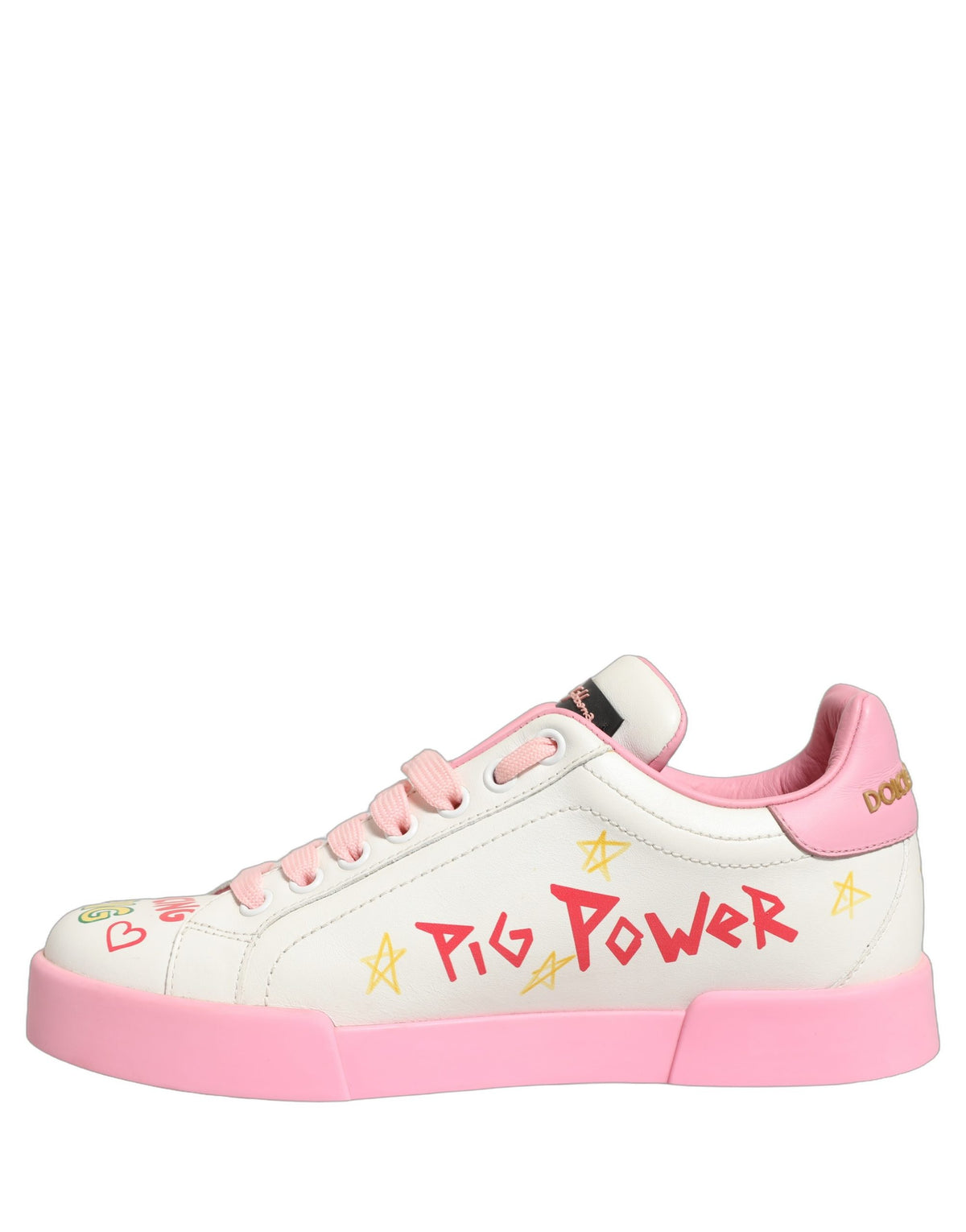 Dolce & Gabbana Weiße Pinke Portofino Royal Pig Sneakers Schuhe