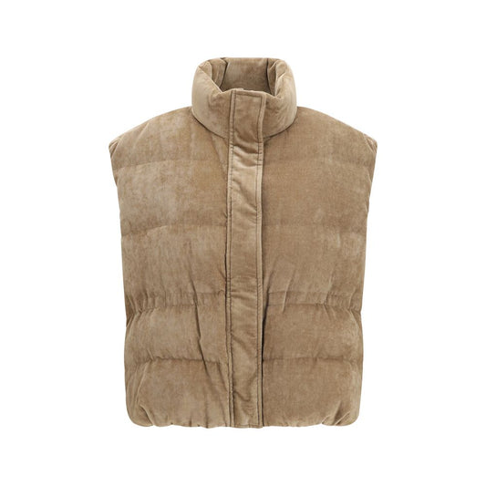 Brunello Cucinelli Beige Viscose Sleeveless Jacket
