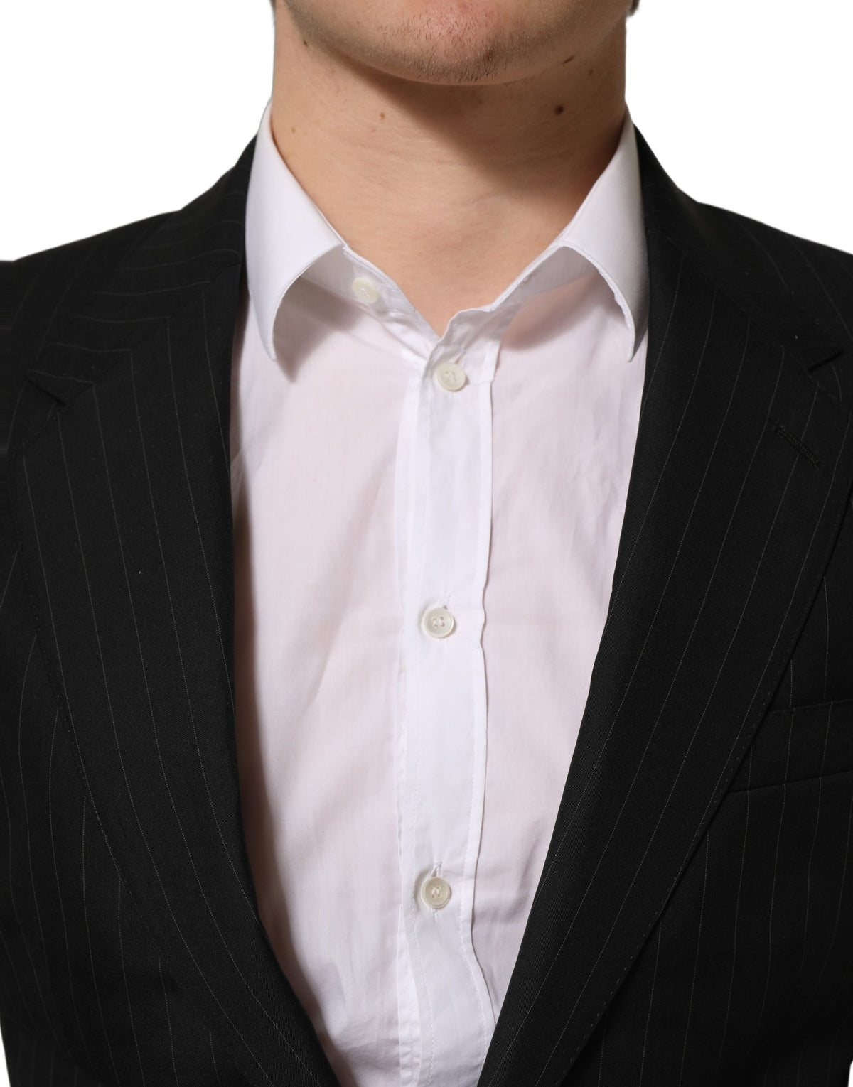 Dolce & Gabbana Dunkelgrauer gestreifter einreihiger Blazer aus Wolle