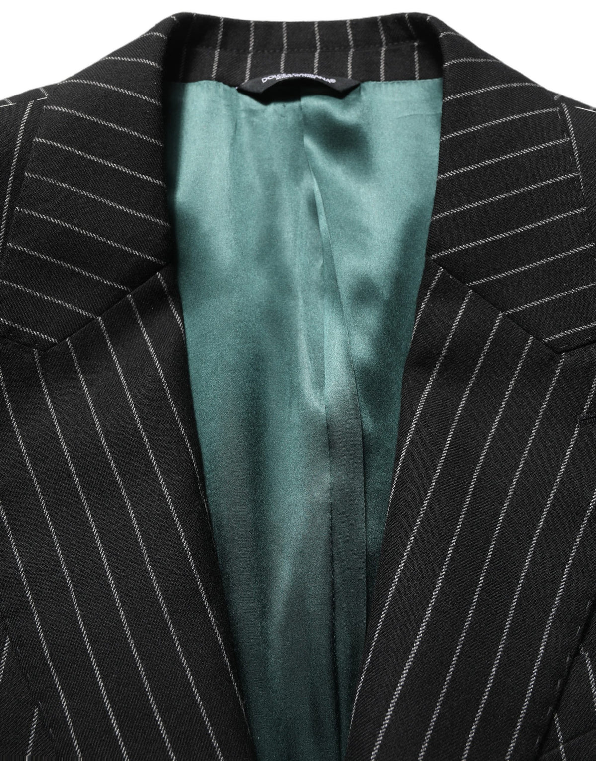 Dolce & Gabbana Dunkelgrauer gestreifter einreihiger Blazer aus Wolle