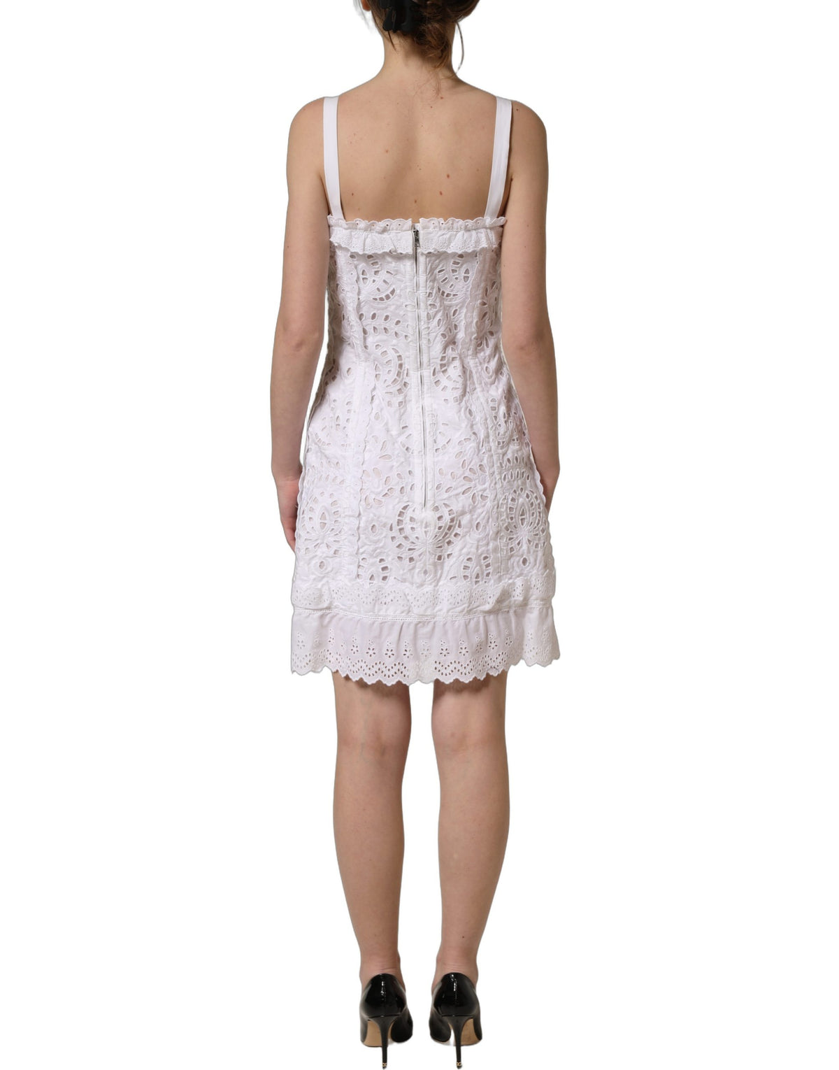 Dolce & Gabbana Mini-Kleid aus weißer Baumwolle mit Broderie Anglaise