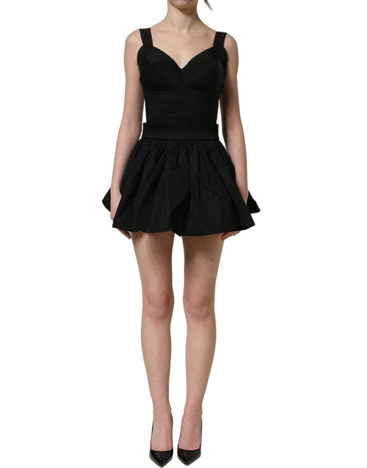 Dolce & Gabbana Black Nylon A-Line Sleeveless Mini Dress