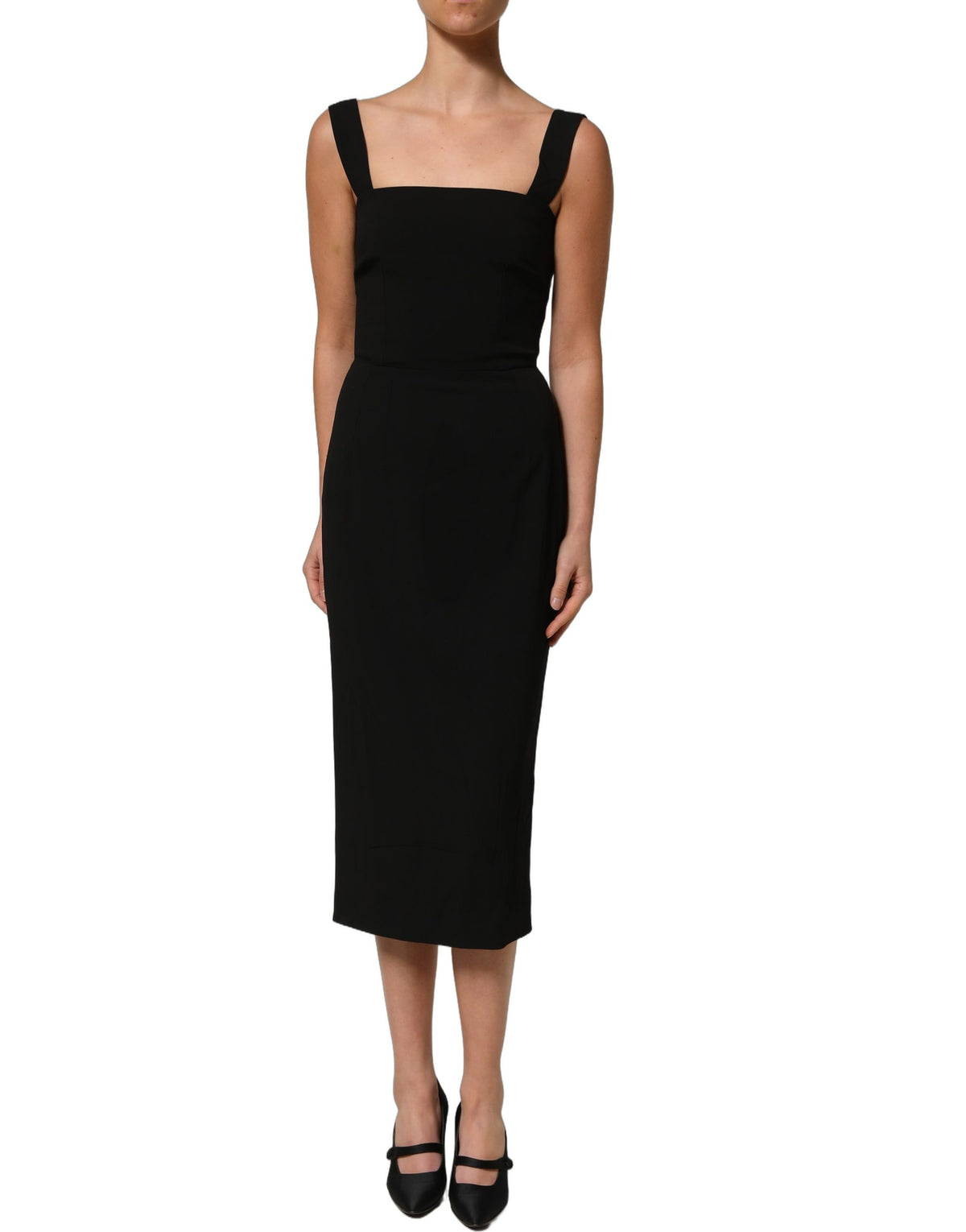 Dolce & Gabbana Schwarzes Etuikleid Midi aus Viskose mit Stretch-Anteil