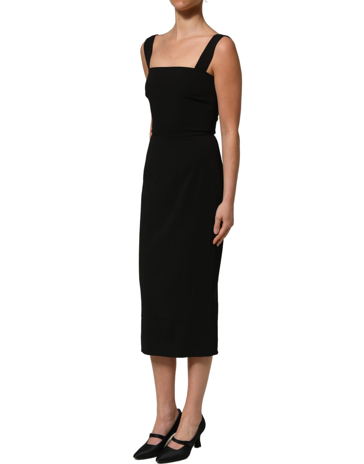 Dolce & Gabbana Schwarzes Etuikleid Midi aus Viskose mit Stretch-Anteil