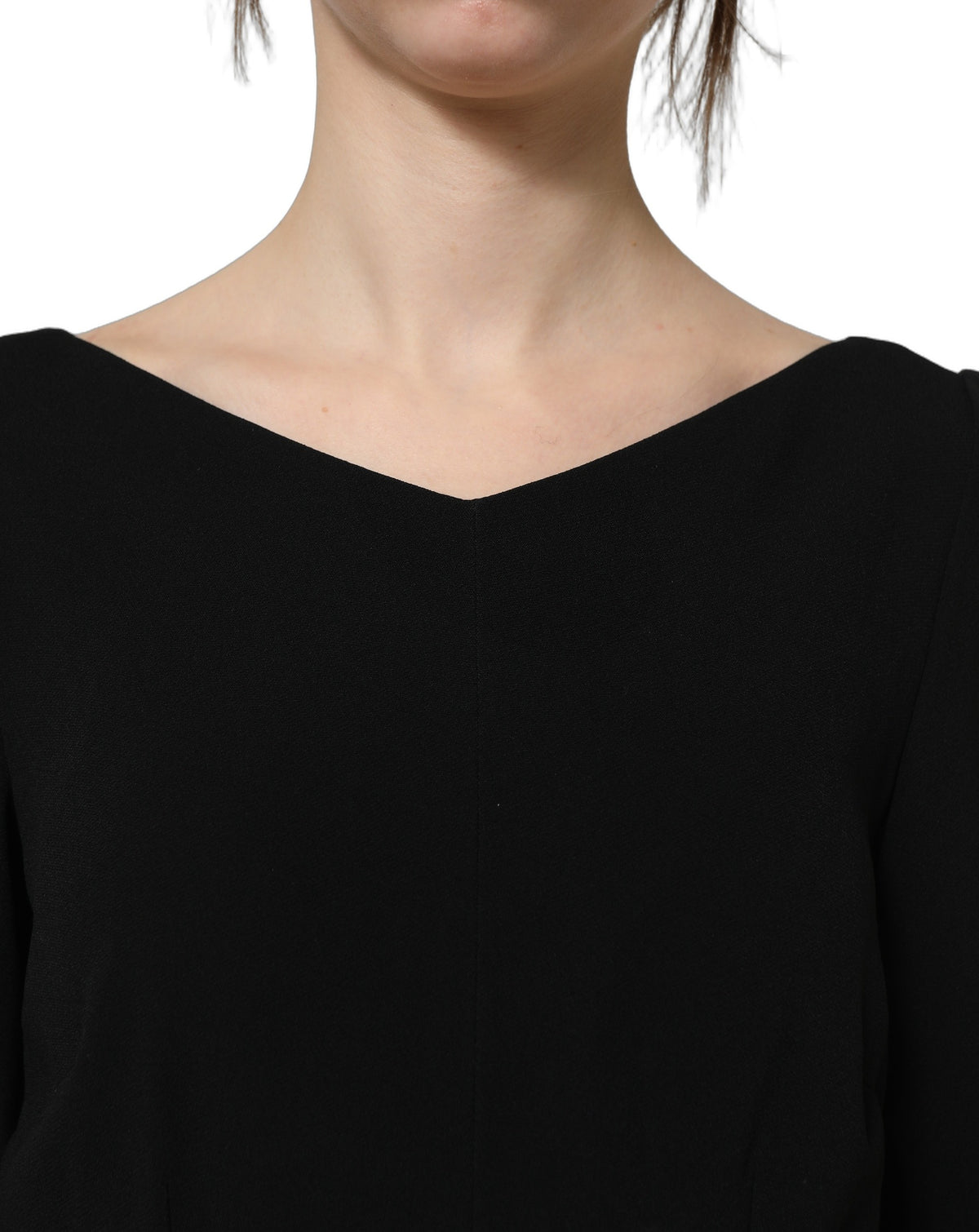 Dolce & Gabbana Schwarzes Viskose A-Linien Midikleid mit kurzen Ärmeln