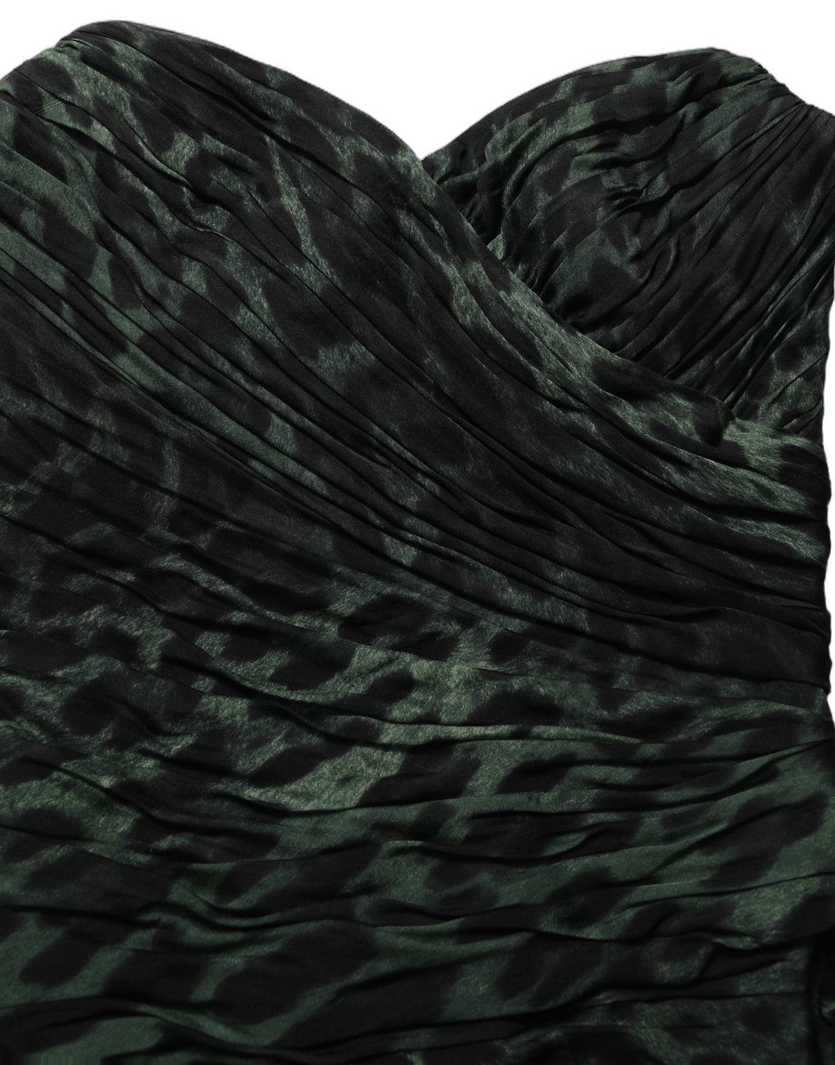 Dolce & Gabbana grünes Leoparden-Bustier-Kleid mit Drapierungen