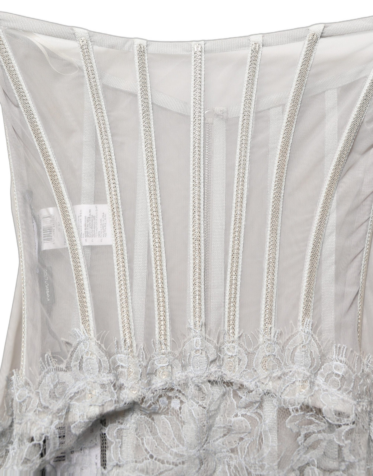 Dolce & Gabbana Graues Maxikleid im Korsett-Stil mit Spitzenoberteil