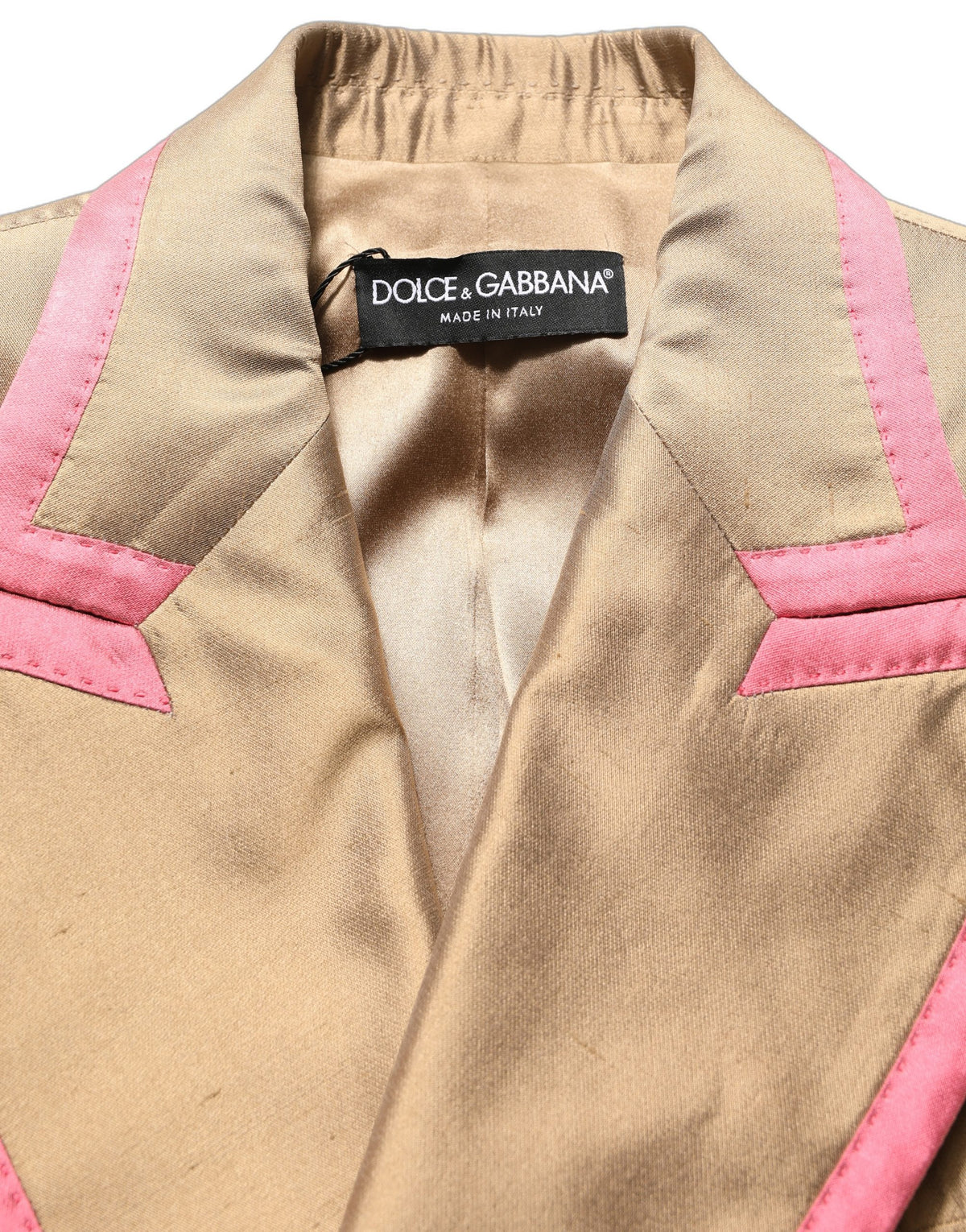 Dolce & Gabbana Goldene Seidenjacke im Zweireiher-Stil