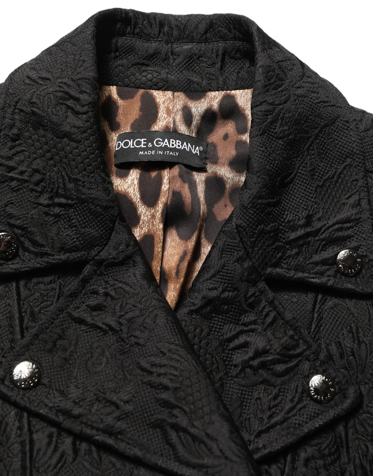 Dolce & Gabbana Schwarze florale Brokat-Bikerblousonjacke