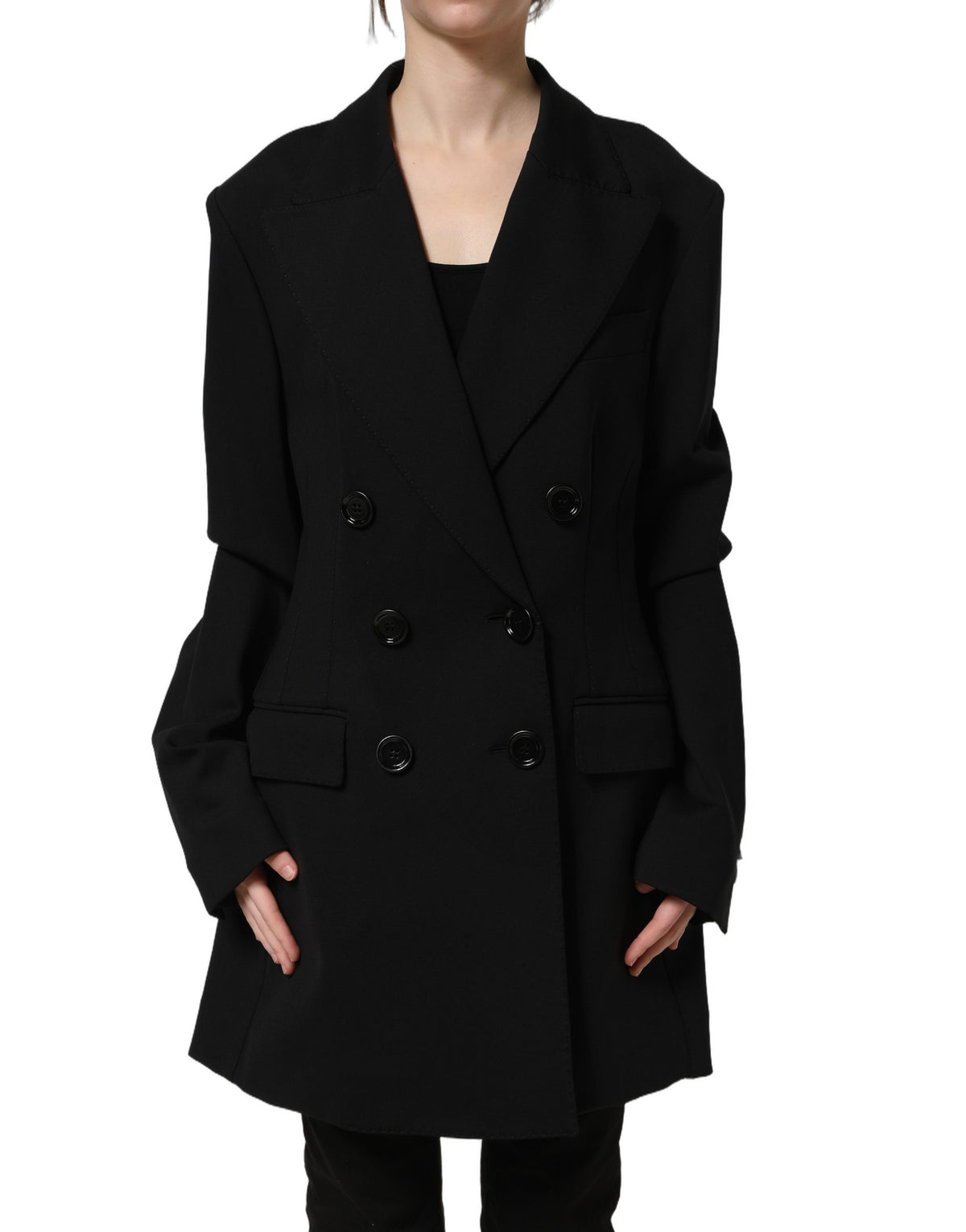 Dolce & Gabbana Schwarzer Zweireiher-Blazer aus Crêpe