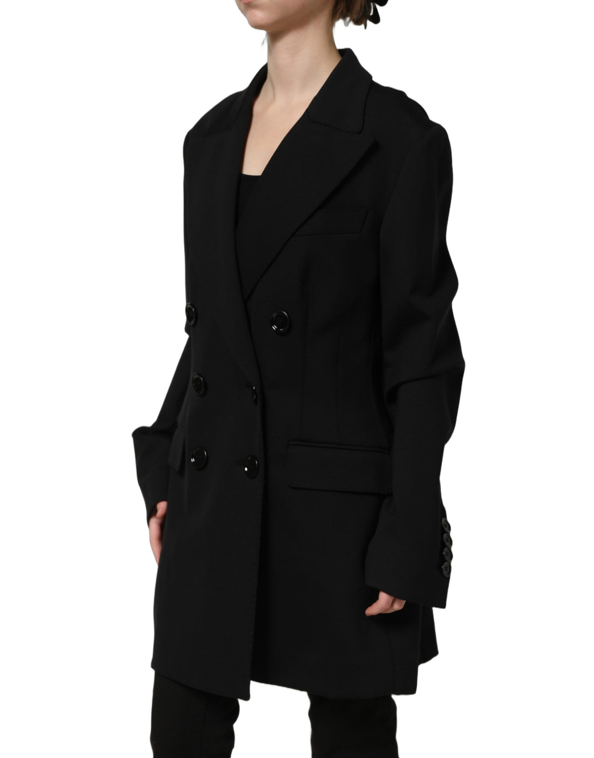 Dolce & Gabbana Schwarzer Zweireiher-Blazer aus Crêpe