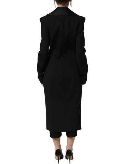 Dolce & Gabbana Black Nylon Double Breasted Coat Jacket