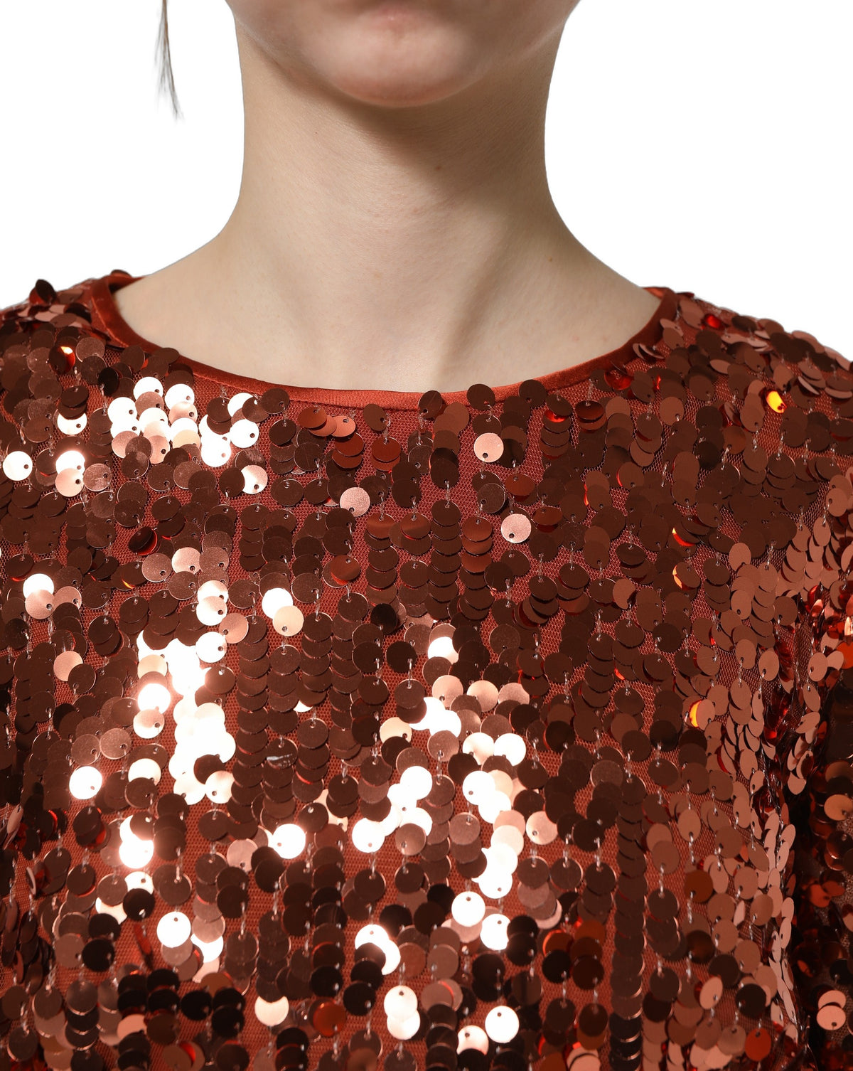 Dolce & Gabbana Rote Paillettenbluse mit langen Ärmeln und bauchfreiem Schnitt