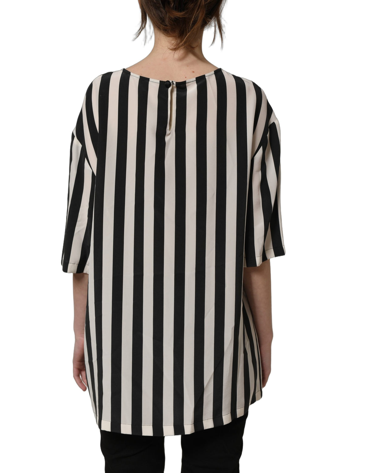 Dolce & Gabbana Bluse mit Rundhalsausschnitt, schwarz-weiß gestreift