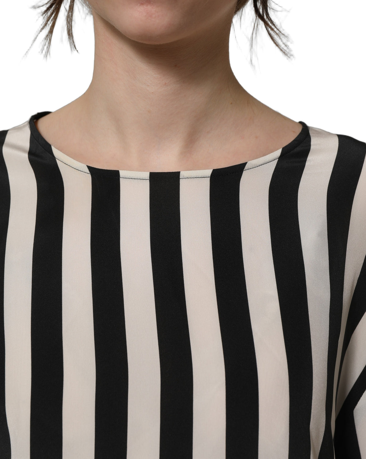 Dolce & Gabbana Bluse mit Rundhalsausschnitt, schwarz-weiß gestreift