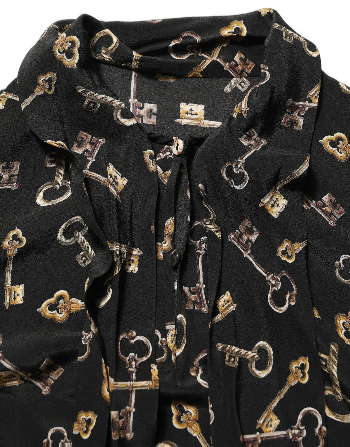 Dolce & Gabbana Seidenbluse mit Black Keys Print und Schleifenkragen