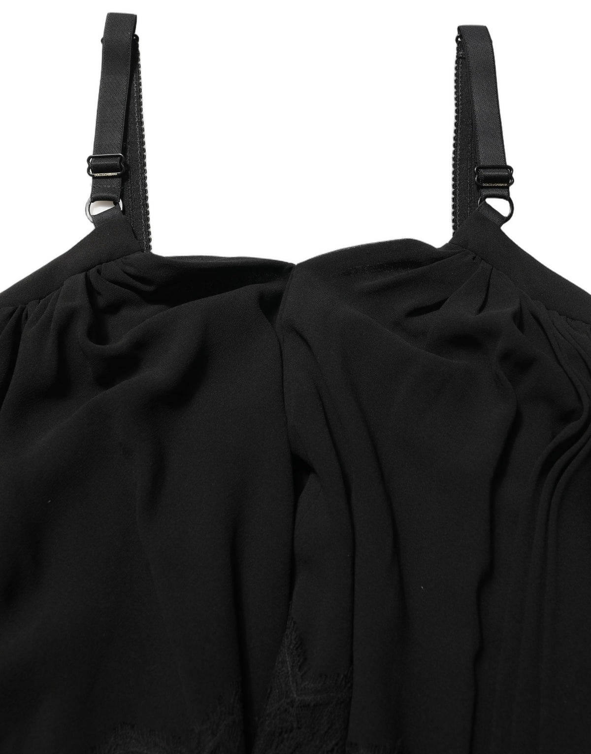 Dolce & Gabbana Schwarzes ärmelloses Tanktop aus floraler Spitze