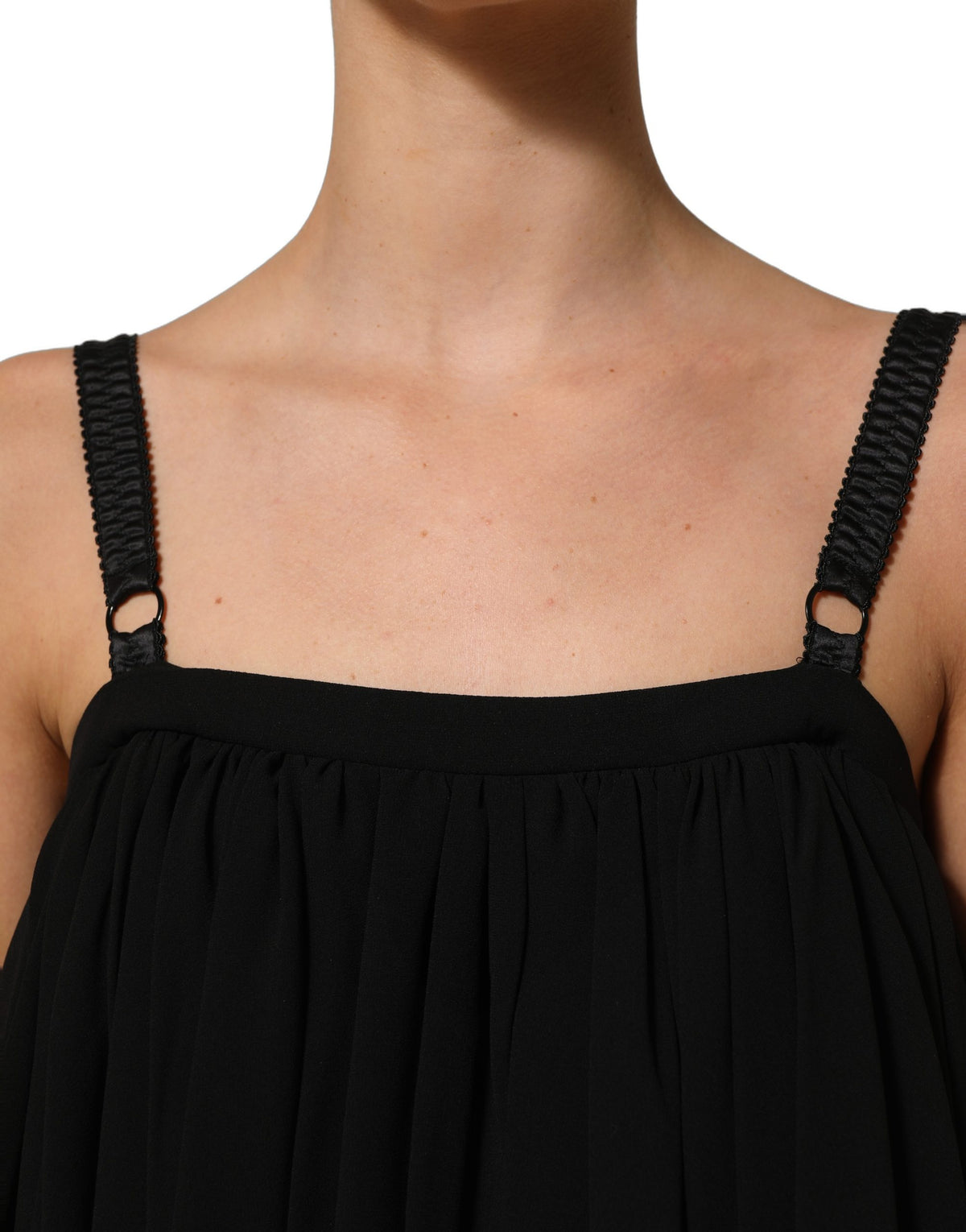 Dolce & Gabbana Schwarzes ärmelloses Tanktop aus floraler Spitze