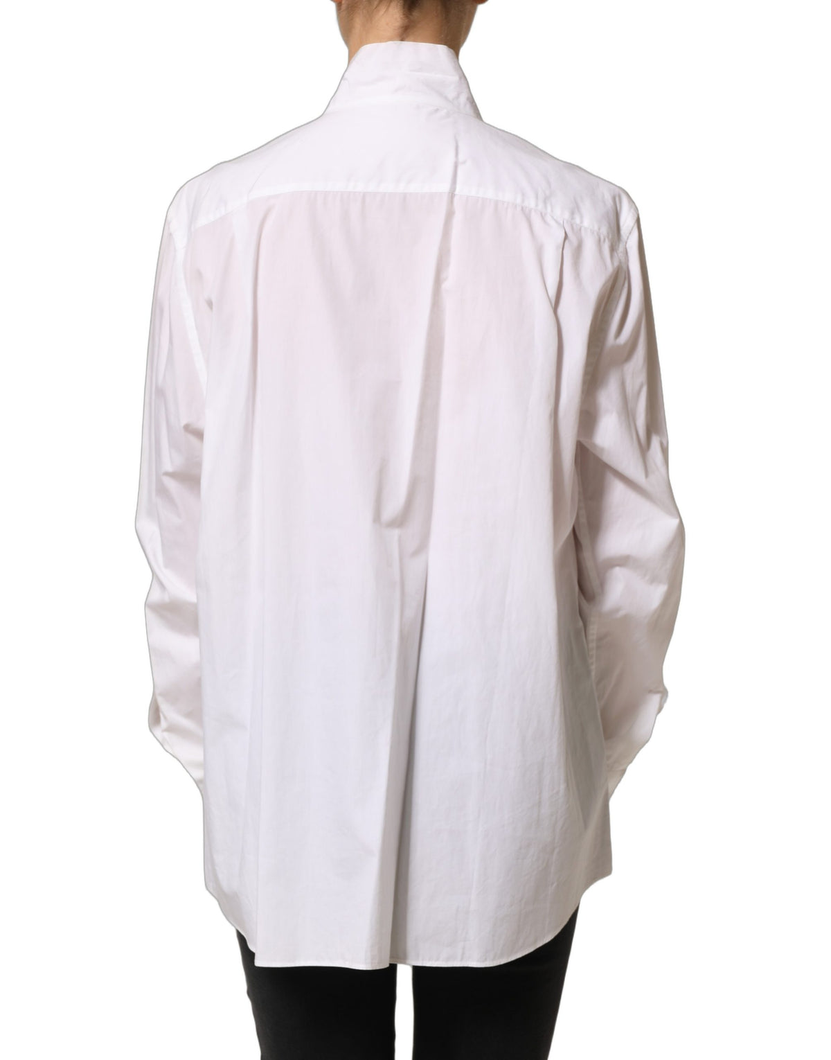 Dolce & Gabbana Weiße Bluse mit Rüschenlatz und langen Ärmeln
